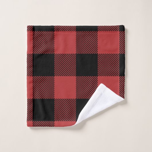 Red Black Buffalo Check Pset Bad Handdoek (Wasdoekje)