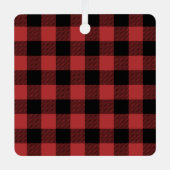 Red Black Buffalo Check Pset Metalen Ornament (Voorkant)