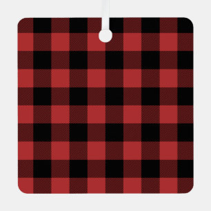 Red Black Buffalo Check Pset Metalen Ornament