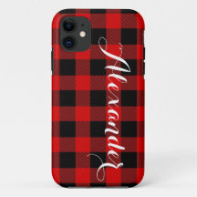 Red Black Buffalo Check Pset Name Monogram NL