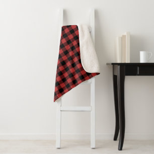 Red Black Buffalo Check Pset Sherpa Deken