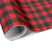 Red Black Buffalo Checked Flanel-look Land Cadeaupapier (Rol Hoek)