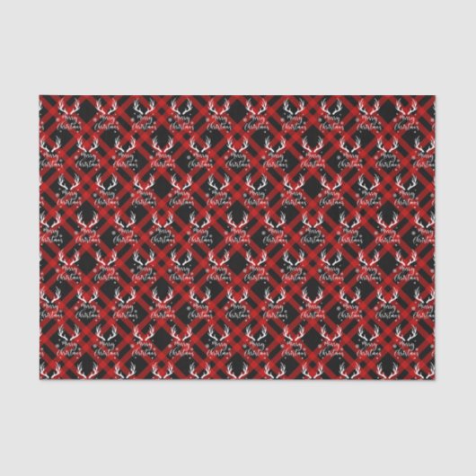 Red Black Buffalo Deer Antlers Kerstmis Tissuepapier (Voorkant)