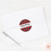 Red Black Buffalo met kerstfeestdag Ronde Sticker (Envelop)