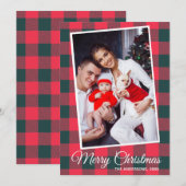Red Black Buffalo Plaid Aangepaste Foto Kerstmis Kaart (Voorkant / Achterkant)