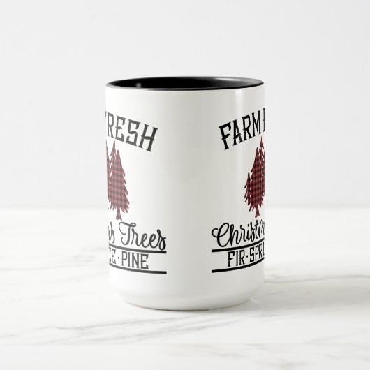 red, Black Buffalo Plaid Christmas Trees Mok (Midden)