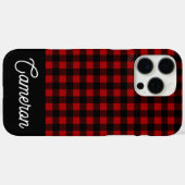 Red & Black Buffalo Plaid Custom Name Case-Mate iPhone Case (Achterkant (horizontaal))