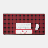Red Black Buffalo Plaid Gingham Bureaumat (Keyboard & Muis)