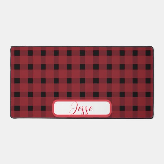 Red Black Buffalo Plaid Gingham Bureaumat (Voorkant)