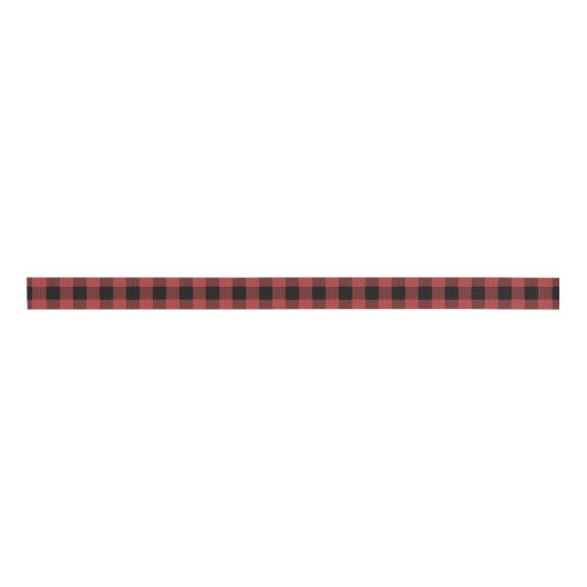 Red Black Buffalo Plaid Gingham Lumberjack Grosgrain Lint (Voorkant)