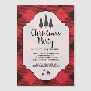Red Black Buffalo Plaid Kerstfeest magneet