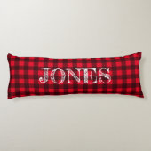 Red & black buffalo plaid pattern personalized lichaamskussen (Achterkant)