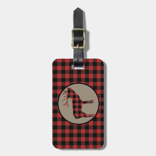 Red Black Buffalo Pset Elk Bagagelabel (Voorkant verticaal)