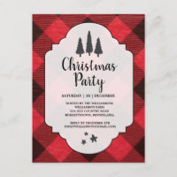 Red Black Buffalo Pset-kerstfeest uitnodiging