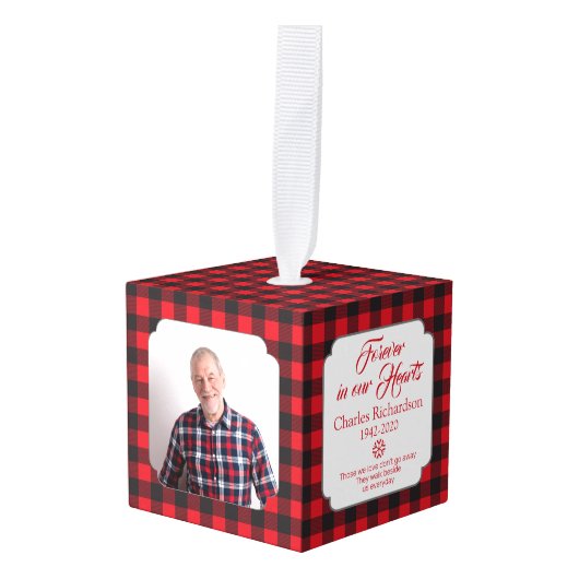 Red Black Buffalo Pset Memorial Kubus Ornament (Voorkant hoekig)
