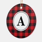 Red Black Buffalo Pset Monogramed Keramisch Ornament (Links)