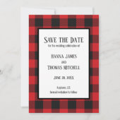 Red Black Buffalo Pset Rustic Wedding Save The Date (Voorkant)