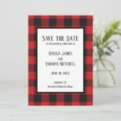 Red Black Buffalo Pset Rustic Wedding Save The Date (Staand voorkant)