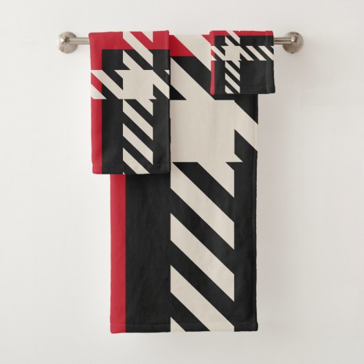 Red Black Buffalo Square Pattern Bad Handdoek (Insitu)
