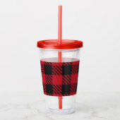 Red Black Buffalo Square Pset Pattern 1 Acryl Drinkbeker (Voorkant)