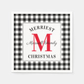 Red Black Buffalo's met kerstmonogram Servet (Voorkant)