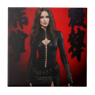 Red Black ceramic tile Tegeltje