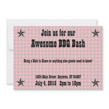 Red Black Check Pset BBQ-uitnodiging