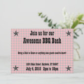 Red Black Check Pset BBQ-uitnodiging Kaart (Staand voorkant)