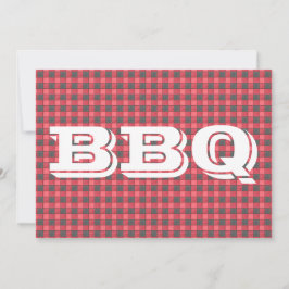 Red Black Check Pset BBQ-uitnodiging Kaart