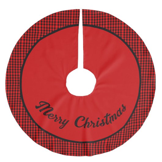 Red & Black checked Personalized Christmas Kerstboom Rok (Voorkant)