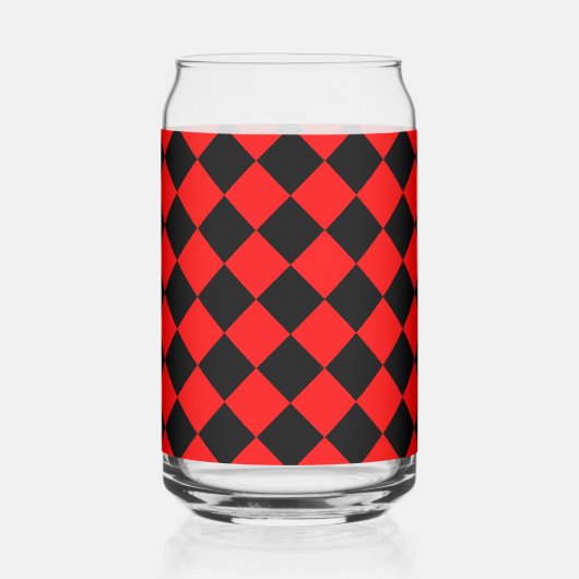 Red Black Checker Diamond Pattern Blikvorm Glas (Achterkant)