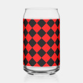 Red Black Checker Diamond Pattern Blikvorm Glas (Rechts)