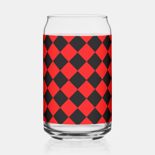 Red Black Checker Diamond Pattern Blikvorm Glas (Rechts)