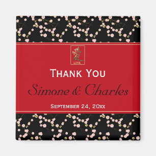 Red Black Cherry Blossom Wedding Favor Magnet Magneet