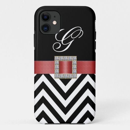 RED BLACK CHEVRON MONOGRAM iPhone 5 Hoesje (Achterkant)