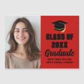Red Black Class of 2026 Graduation Photo Magnet (Devant)