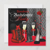Red Black Corset Bachelorette Party Shoes Kaart (Voorkant)