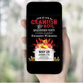 Red Black Crawfish Boil Afstuderen BBQ Party Kaart