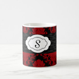 Red Black Damask aangepaste naam Coffee-Mok Koffiemok