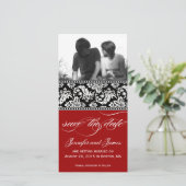 Red Black Damask Enregistrer le Carte photo de dat (Debout devant)