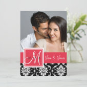 Red Black Damask Foto slaat de datum op Save The Date (Staand voorkant)