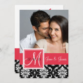 Red Black Damask Foto slaat de datum op Save The Date (Voorkant / Achterkant)