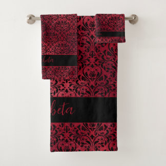 Red Black Damask Gothic Bad Handdoek