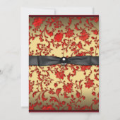 Red Black Damask Photo Faire-part de graduation (Dos)