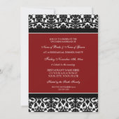 Red Black Damask repesal Dinner Party Kaart (Achterkant)