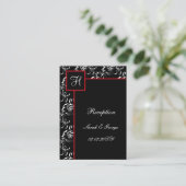 Red Black Damask Wedding Invitations Informatiekaartje (Staand voorkant)