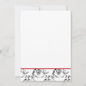 Red Black Damask Wedding Invitations Kaart (Achterkant)