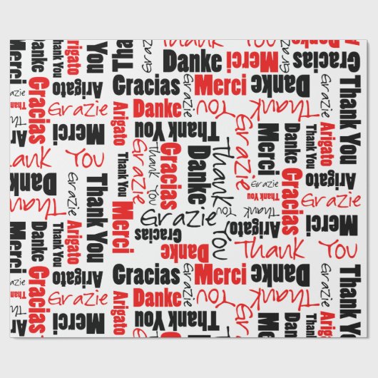 Red Black Dank u Word Cloud Cadeaupapier (Vlak)