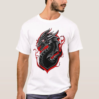 Red & Black Dragon Mascot Graphic T-shirt