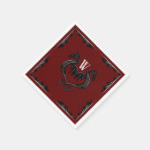 Red Black Dragon Monogram Fantasy Wedding Servet (Hoek)
